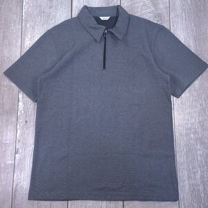 Zeus Quarter Zip Polo Mens XL Gray Short Sleeve Textured Casual Shirt